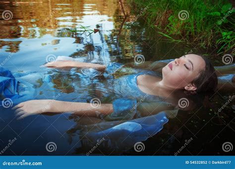 Young Beautiful Drowned Woman Lying In The Water Stock Photo Image Of