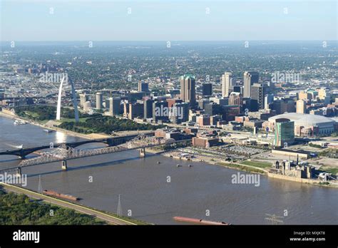 Aerial View Of Saint Louis Missouri Usa Showing The Arch And Downtown
