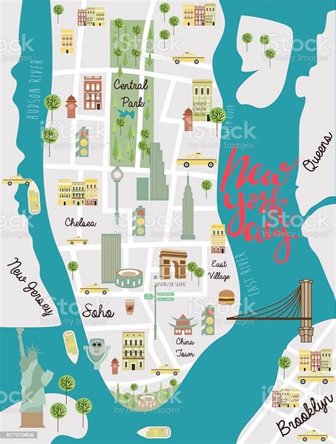 Location of new york city, ny on new york map. Illustrated Map Of New York City Stock Illustration ...
