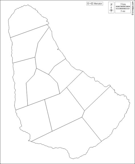 Barbados Map Outline With Parishes