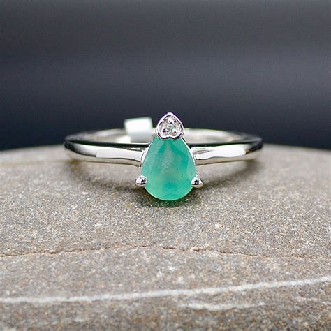 Certified Aquaprase And White Zircon Sterling Silver Ring Size Etsy