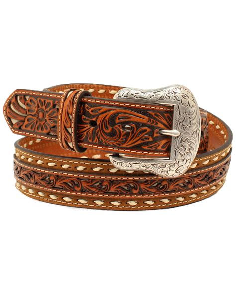 Nocona Men's Floral Buck Lacing Western Belt - Country Outfitter