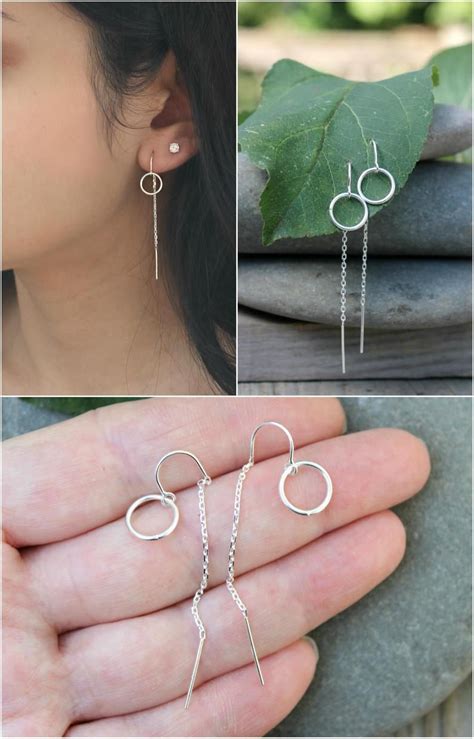 Threader Earrings 925 Sterling Silver Threaded Thread With Etsy Ear Jewelry Cute Jewelry