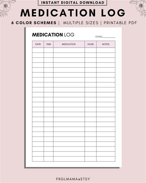 Printable Medication Tracker Monthly Medication Tracker Printable Print
