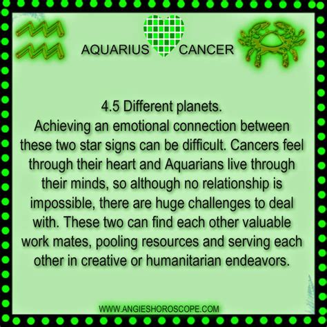 Both of these signs are communicative in nature, so as friends they have a very effective bond. Cancer Girl Aquarius Guy Compatibility - Adult Dating