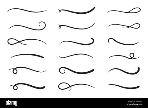 Hand Drawn Collection Of Curly Swishes Swashes Swoops Calligraphy Swirl Highlight Text