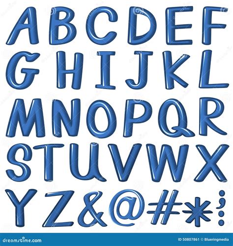 Letters Of The Alphabet In Blue Color Stock Vector Illustration Of