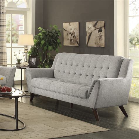 Coaster Natalia Button Tufted Modern Sofa In Dove Grey