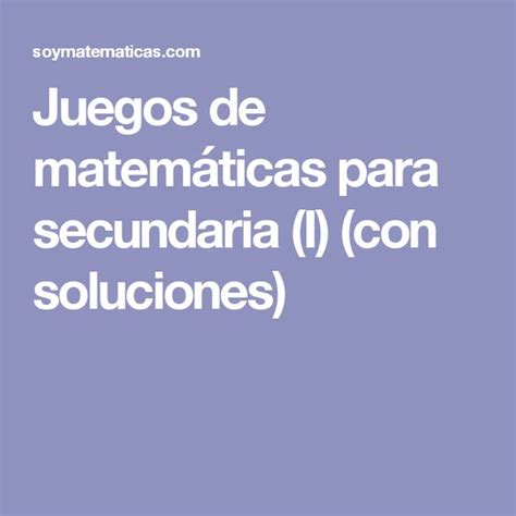 Juegos de matemáticas ☺ para niños de primaria. Juego Matematico Facil De Hacer Para Secundaria - Test De ...