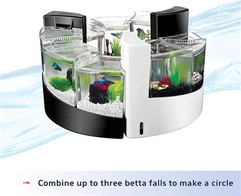 Aqueon Betta Falls Aquarium 3 Section Fish Tank With Quietflow Filter