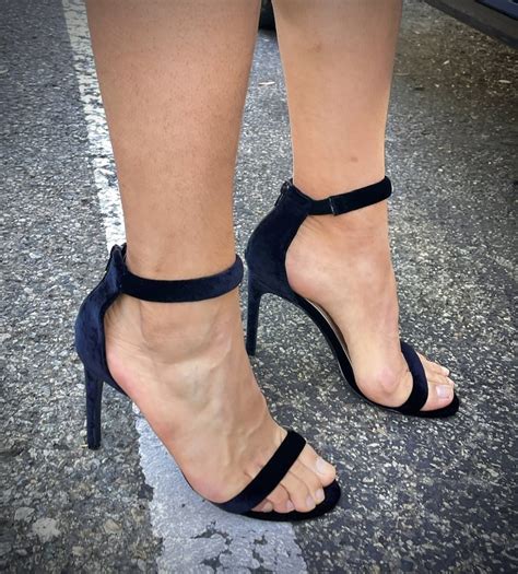 Cute Black Velvet Stilettos Sandals Heels Crossdress Feet Pics