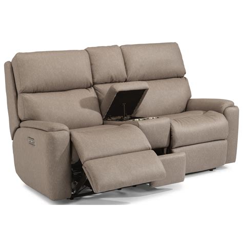 Flexsteel Rio Casual Power Reclining Loveseat With Console Conlins