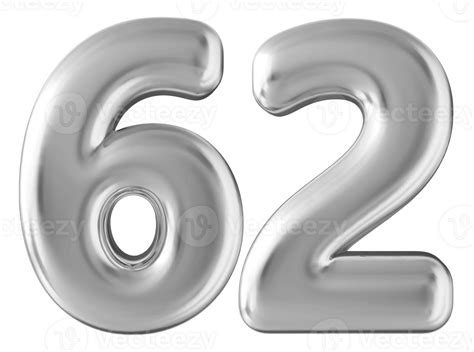 Silver 3d Number 62 36304447 Png