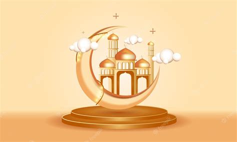 Premium Vector Ramadan Moon With Beautiful Mosque