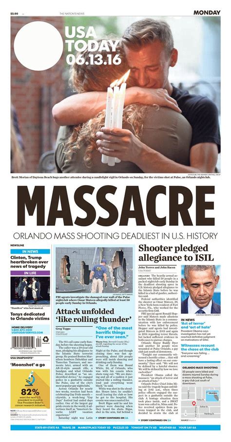 Todays Front Pages Newseum Usa Today Newspaper Headlines