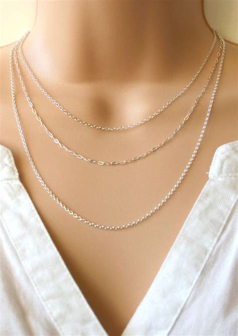 Sterling Silver Chain Necklace Layered Necklace Dainty Necklace Sterling Silver Layered