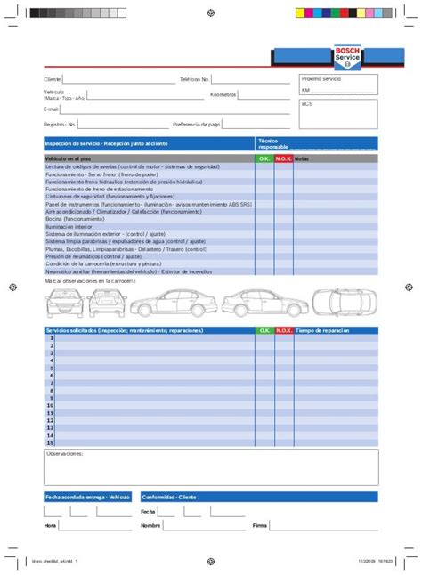 Lista De Chequeo Vehículos De Bosch Car Service
