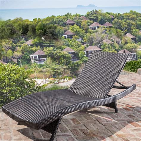 Mcombo Black Wicker Lounge Chaise Patio Outdoor Adjustable Chair