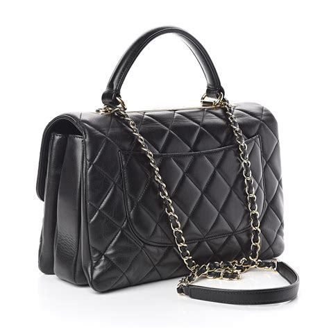 Chanel Lambskin Quilted Medium Trendy Cc Flap Dual Handle Bag Black 523985