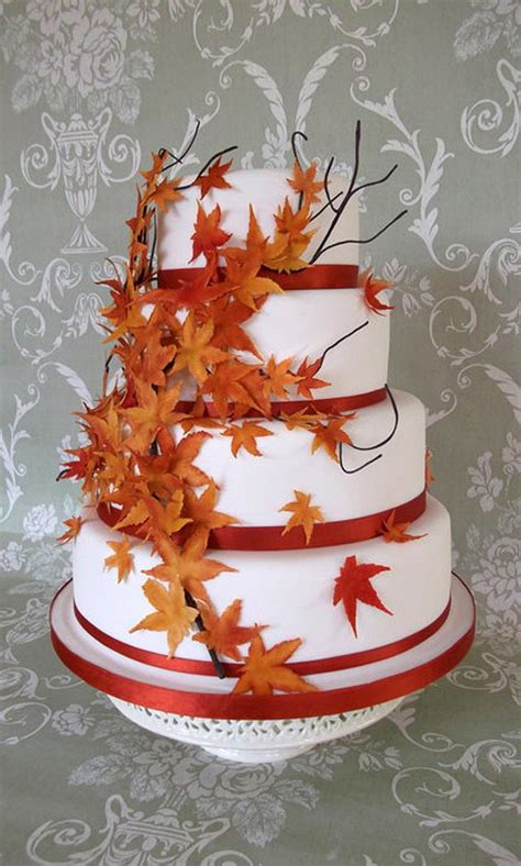 autumn leaves wedding cake decorated cake by jayne cakesdecor