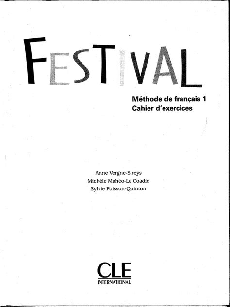 Je Parle Français Festival 1 Cahier Pdf