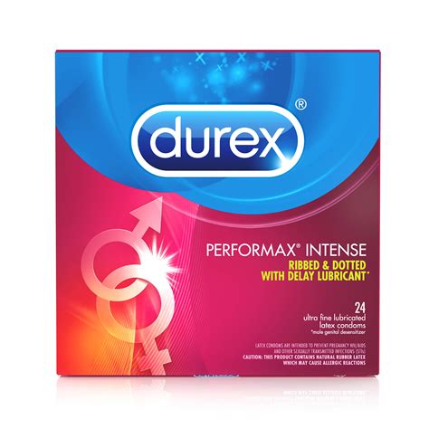 Condoms Ultra Fine Ribbed Dotted With Delay Lubricant Durex Performax Intense Natural Rubber