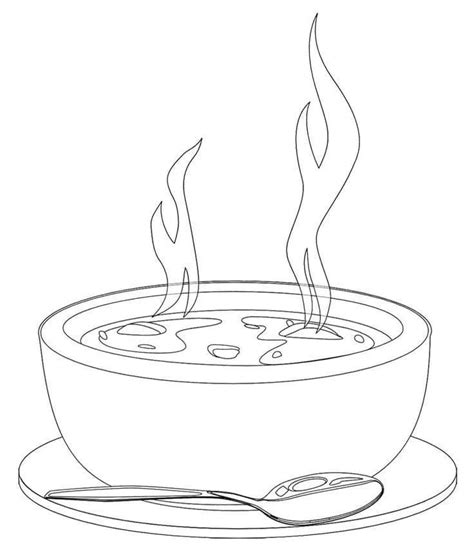 Sopa D9 Coloring Pages Hot Soup Food Drawing