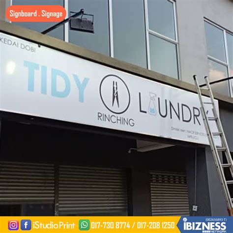 Lawatan sosial jangka panjang boleh. Pemasangan Signboard Kedai Dobi Tidy Laundry, Rinching ...