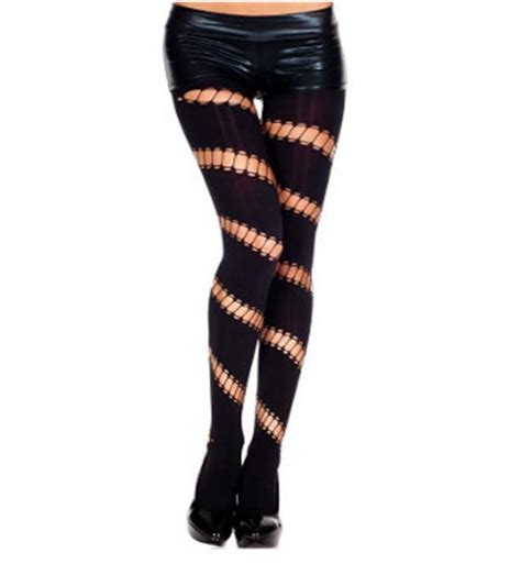 Music Legs Gothic Burlesque Goth Opaque Diagonal Stripe Pantyhose Spandex Tights Ebay