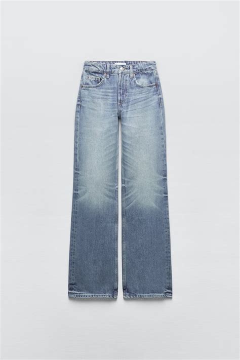 Jeans Trf Wide Cintura MÉdia Azul Zara Brasil