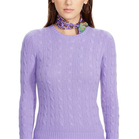 Lyst Polo Ralph Lauren Slim Cable Cashmere Sweater In Purple