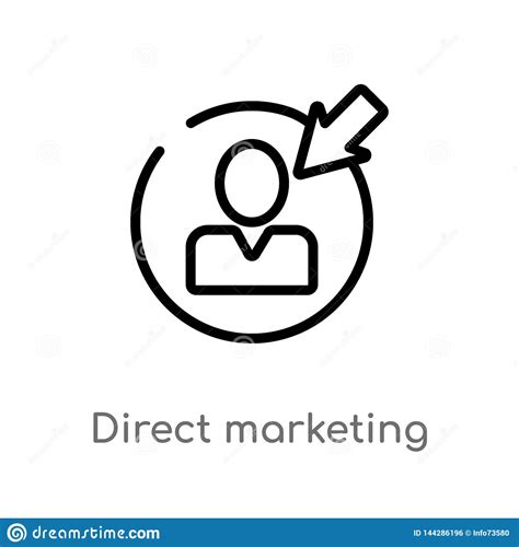 Outline Direct Marketing Vector Icon Isolated Black Simple Line