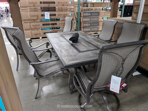 Our agio patio furniture is comfortable outdoor furniture that dresses up any patio, deck or outdoor space. Agio International 7-Piece Sling Dining Set