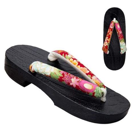 Women Flat Heel Geta Wooden Sandals Multicolor Sakura