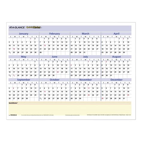 At A Glance Quicknotes Compact Erasable Wall Calendar Yearly Wall