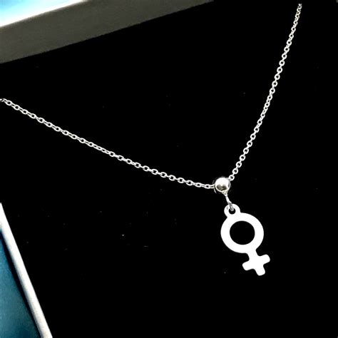 Female Symbol Necklace Venus Symbol Necklace Sterling Silver Feminism