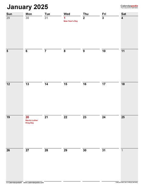 January 2025 Calendar Templates For Word Excel And Pdf