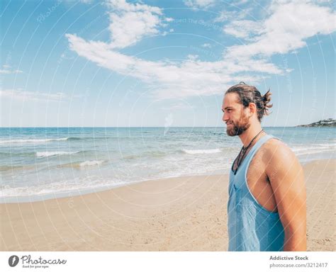Man Meditating On Beach A Royalty Free Stock Photo From Photocase