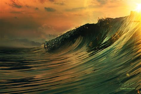 Ocean Breaking Surfing Wave At Sunset Time By Vitaly Sokol On Deviantart