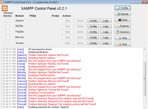 Windows Apache And Thesql Start Button Are Disabled In Xampp Control
