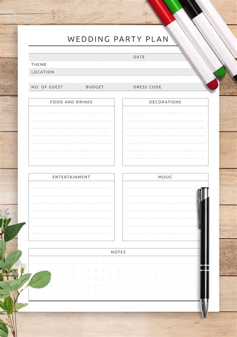 Printable Wedding Party Lineup Template