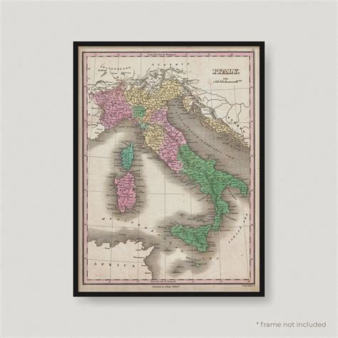 1827 Map Of Italy Antique Map Of Italy Old Map Of Italy Etsy Italy
