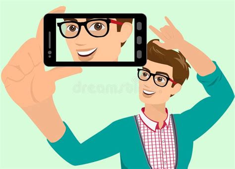 Happy Guy Is Taking Selfie Stock Vector Image 41189935