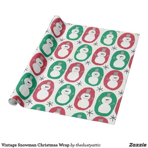 Vintage Snowman Christmas Wrap Wrapping Paper Christmas Wrapping