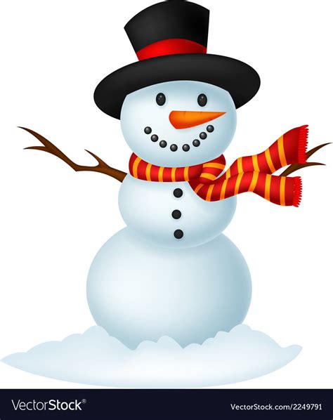 Vector clip art illustration with simple gradients. Christmas snowman cartoon wearing a hat and red sc