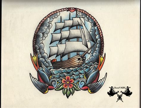 Tattoo Flash Ship By Tausend Nadeln On Deviantart