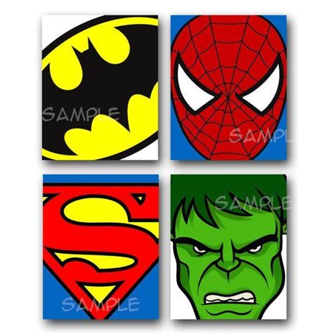 Super Heros Artwork All 4 810 Art Prints Batman Superman Spiderman Hulk Batman Art Fashionab