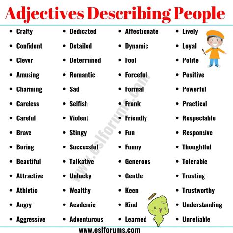 Adjectives to Describe a Person | Useful Appearance & Personality ...