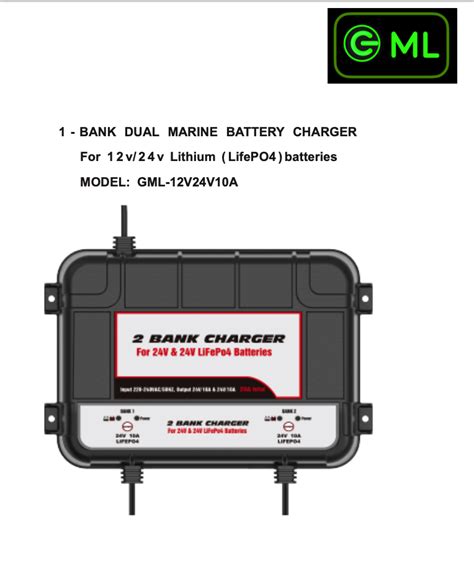 GML Dual Waterproof 24V 24V 10amp Smart Fast Lithium Battery Charger