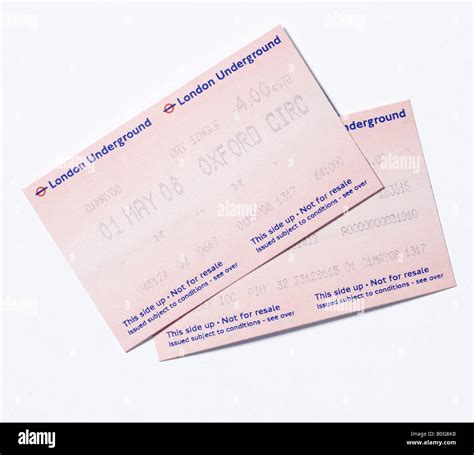Two London Underground Tickets On A White Background Stock Photo Alamy